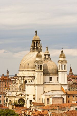 View of Iconic Venice Church Across Rooftopsの写真素材
