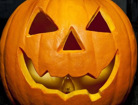 An artificial jack-o-lantern for halloweenの写真素材