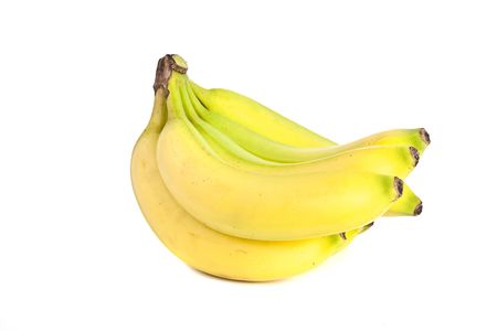 A bunch of bananas on a white backgroundの写真素材