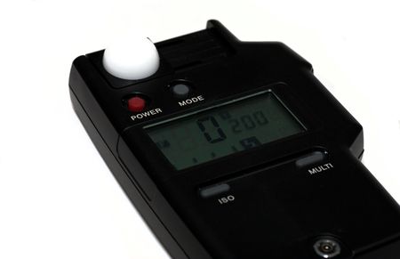 A digital light meter on a white backgroundの写真素材