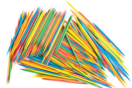 Many colored toothpicks on white backgroundの写真素材
