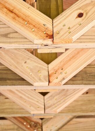 Roof trusses of pine two by foursの写真素材