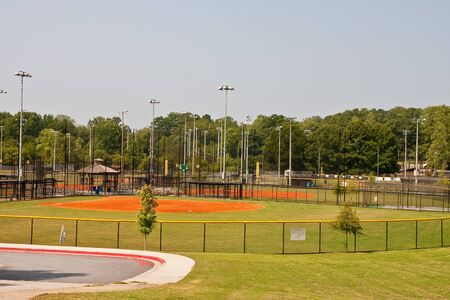 A little league baseball field in a public parkの写真素材