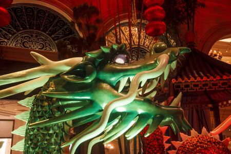 A dragon in a public garden decorated for Chinese New Yearsの写真素材