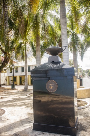 Marble and brass Marine Corp monument on the island of St. Croixのeditorial素材