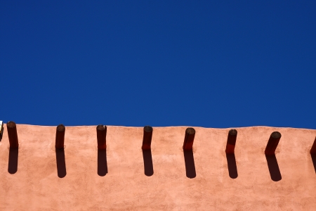 Navajo Pueblo architecture under a clear blue skyの写真素材