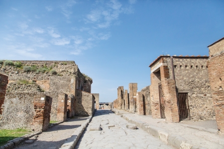 Ancient road through the ruins of Pompeiiの写真素材