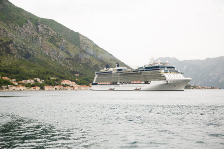 A luxury cruise ship the bay of Kotor on the coast of Montenegro