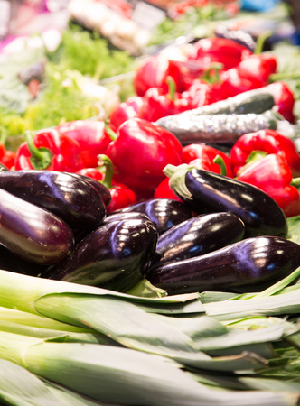 Vegetables with other fresh vegetables in a marketの写真素材