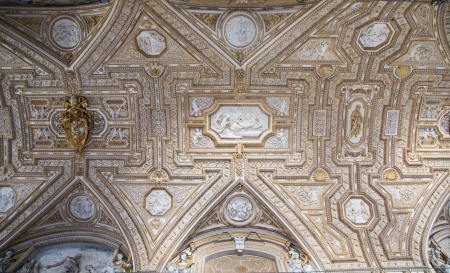 The ceiling of Saint Peters Basilica in the Vatican Cityの写真素材