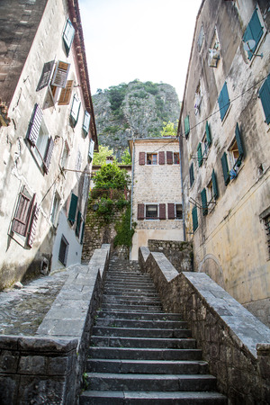 Steps in an old building in Kotor, Montenegroの写真素材