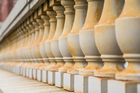 old stone balustrades into the distance
