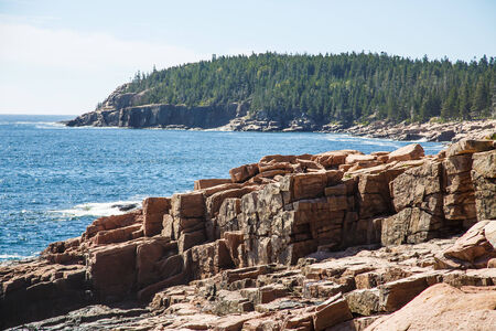 Rocky coast in the Acadia National Forst near Bar Harbor, Maineの写真素材