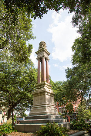 Commerative historic statue in park in Savannah, Georgiaの写真素材