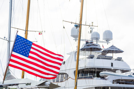 Beautiful luxury yacht in the harbor on Antiqua