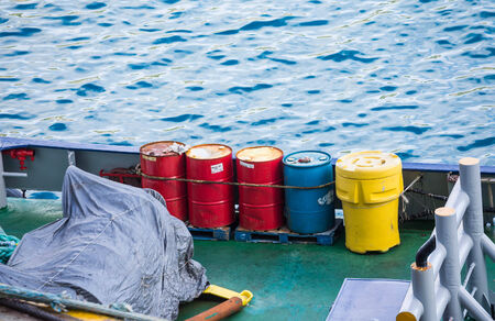 Industrial Details on a working ship and bargeの写真素材