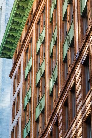 Old Stone Building in Boston with Green Metal Trimの写真素材
