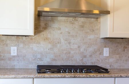 Modern empty kitchen with granite countertopsの写真素材