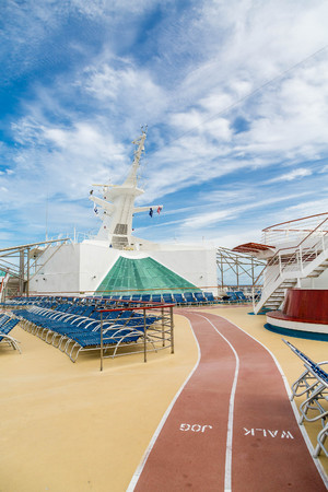 Walking and Jogging trail on the deck of a luxury cruise shipの写真素材