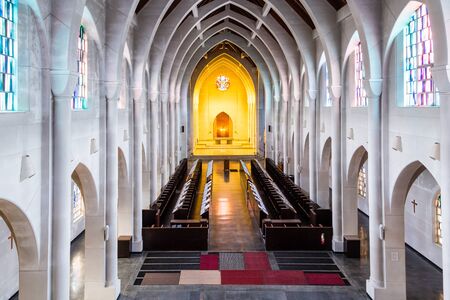 View toward the altar in the chapel at the Monastery of the Holy Spirit in Conyers, Georgiaのeditorial素材