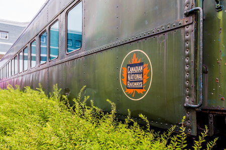 Old train car outside the harbor in Halifax, Nova Scotia