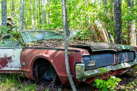DETROIT, MICHIGAN - May 11, 2015: Mercury Cougar is a nameplate that was applied to a diverse series of automobiles sold by the Mercury division of Ford Motor Company from 1967 to 2002の写真素材