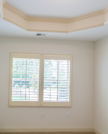 White Plantation Shutters in a new homeの写真素材