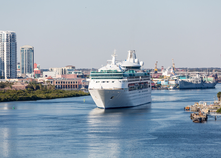 Cruise Ship Leaving Tampa Bayの写真素材