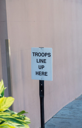 Sign for Troops Line up Hereの写真素材