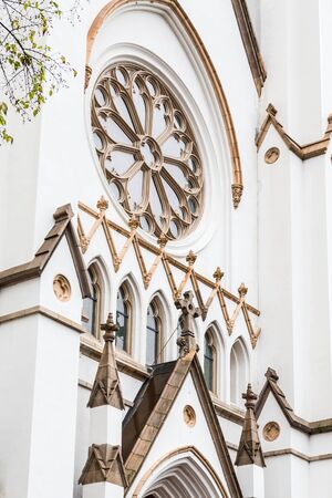 Ornate white church in Savannah Georgiaの写真素材