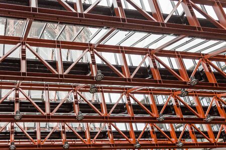 Lights on Steel Girders under Glass Roofの写真素材