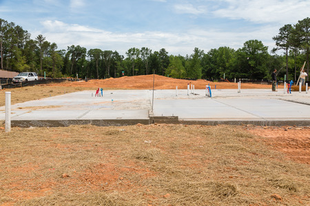 Slab poured on new residential construction siteの写真素材