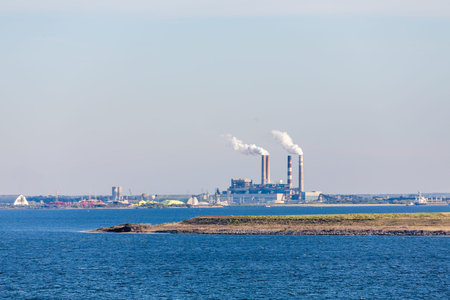 Industry Across Blue Water in Harbor