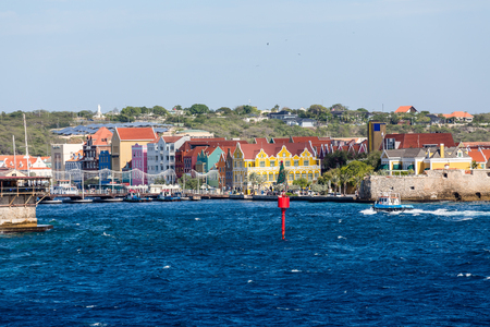 Colorful Buildings in Willemsted Curacao with bridgeの写真素材