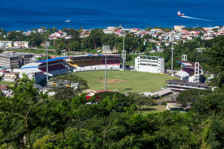 Cricket Stadium in Rosseau, Dominicaの写真素材
