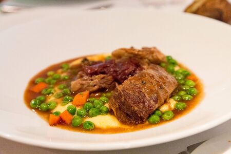Roast Beef with Peas and Gravyの写真素材