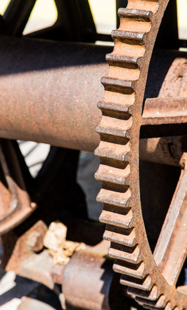 Teeth of Old Rusty Gear on Machineryの写真素材