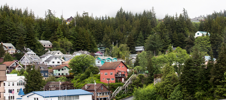 Colorful Buildings in Ketchikan Alaskaの写真素材