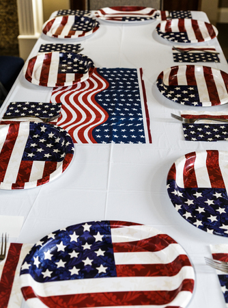 Table Decorated for American Holidaysの写真素材