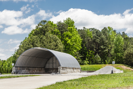 Road Gravel Storage Area and Metal Shedの写真素材