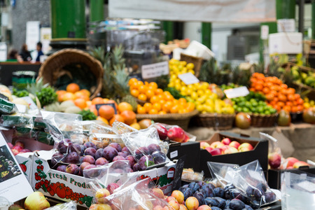 Assorted fresh fruit in a marketの写真素材