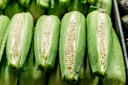 Fresh corn on the cob at a local farmers market