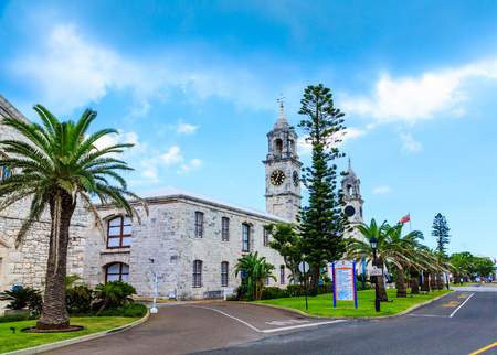 Two Clock Towers on Old Naval Dockyard in Bermudaの写真素材