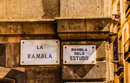 La Rambla Street Signの写真素材
