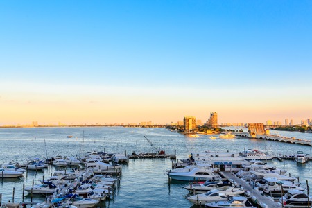 Yacht Basin with Condos in Distanceの写真素材