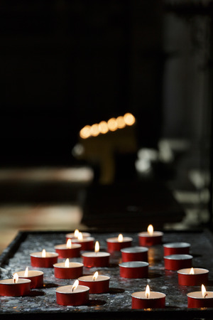 Votives with Candles in Backgroundの写真素材