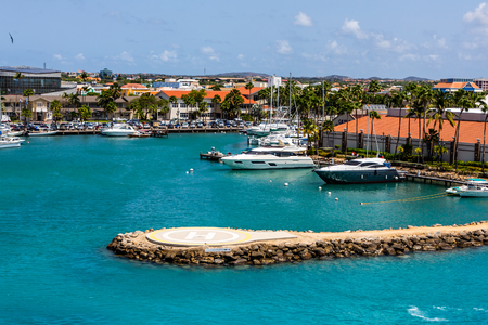 Helicopter Pad in Yacht Harborの写真素材