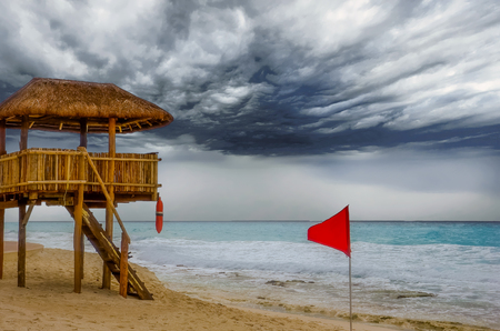 Red Flag and Lifeguard Stationの写真素材