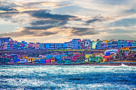 Colorful Village on Coast of San Juanの写真素材
