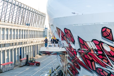 Three Workers on Cruise Shipのeditorial素材